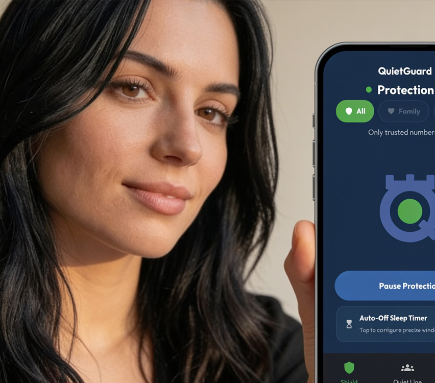 Person relaxing at home with a calmer phone